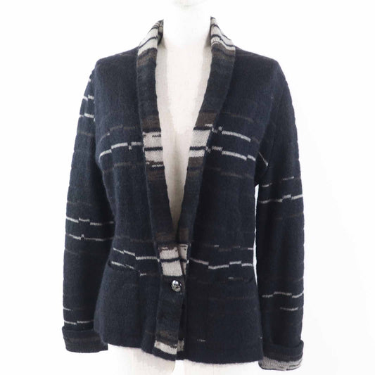 Chanel 09A Wool Mohair CC Logo Buttoned Knit Cardigan Dark Navy 42