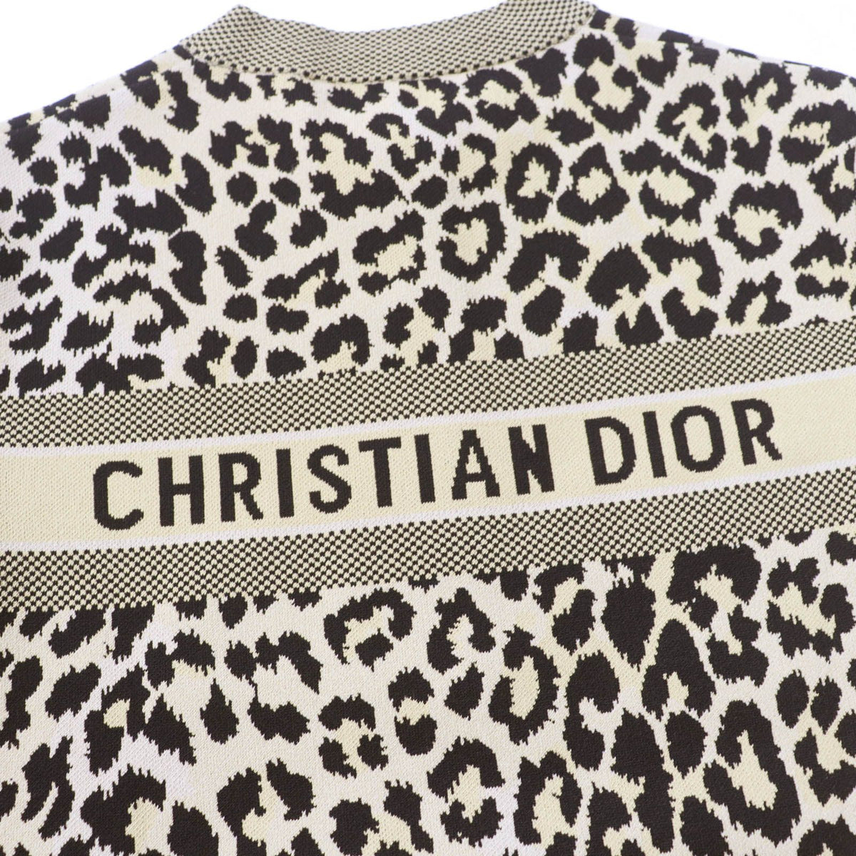 Dior Leopard Print Long Sleeve Half Zip Knit Dress Brown 40 — view 5