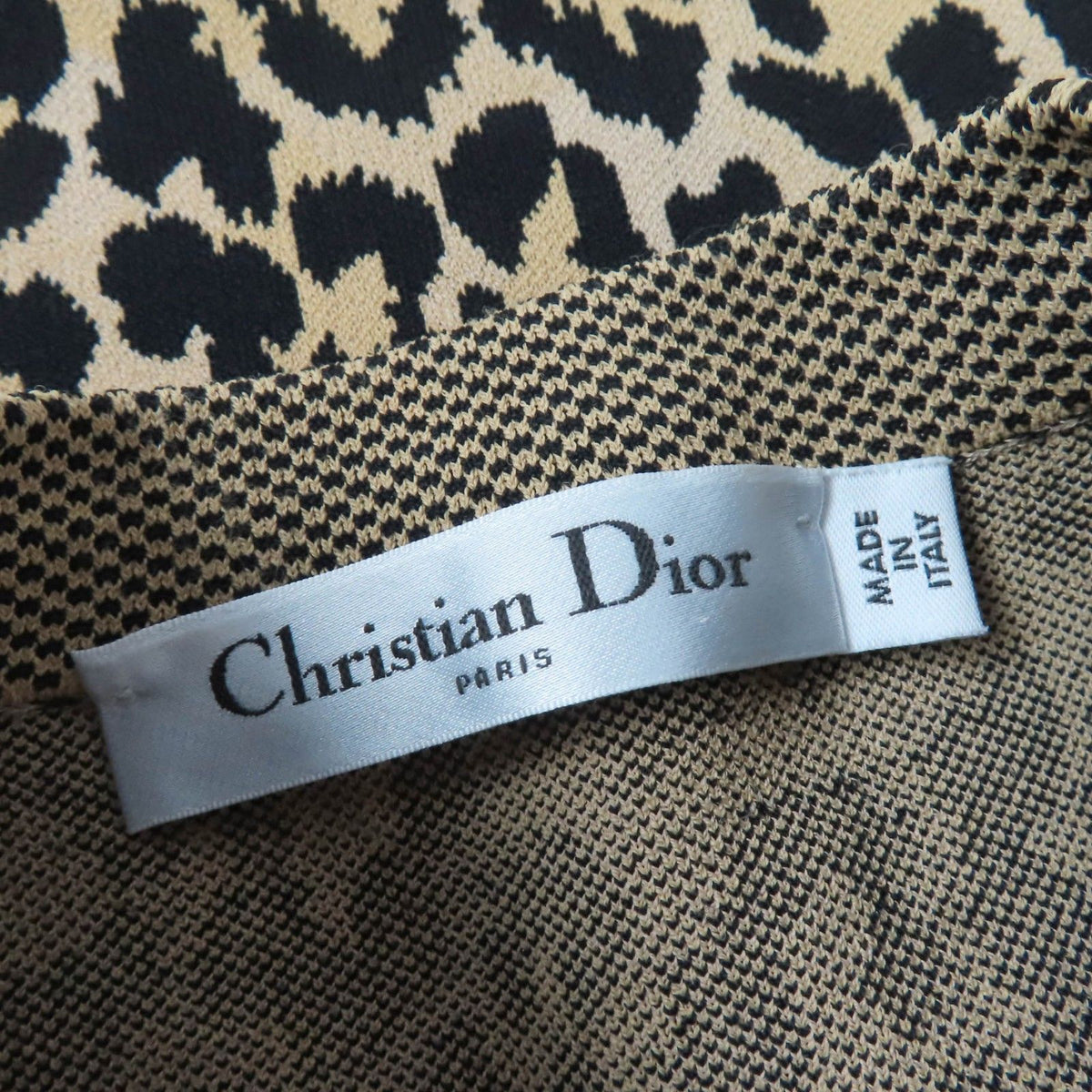 Dior Leopard Print Long Sleeve Half Zip Knit Dress Brown 40 — view 7