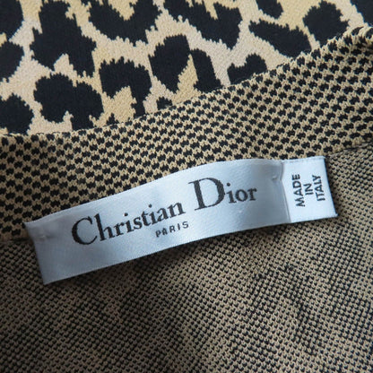 Dior Leopard Print Long Sleeve Half Zip Knit Dress Brown 40 — view 7