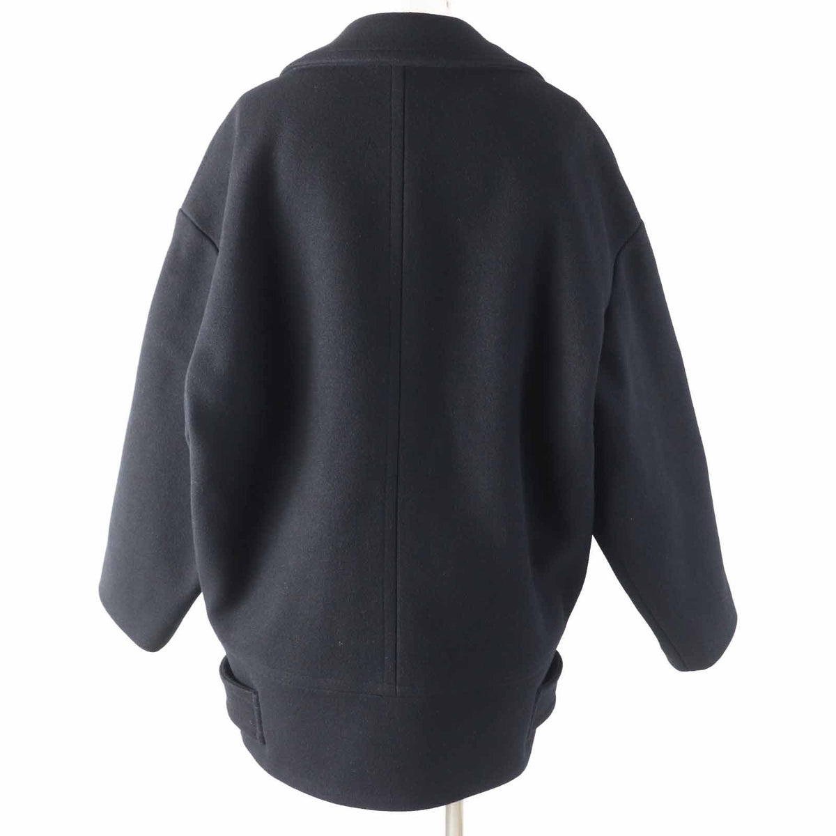 Celine Wool Triomphe Gold Button Egg Shape Pea Coat Black 36 — view 4