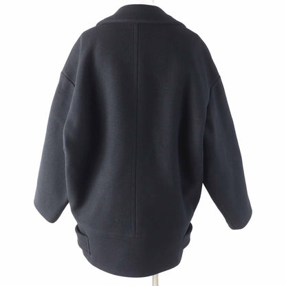 Celine Wool Triomphe Gold Button Egg Shape Pea Coat Black 36 — view 4