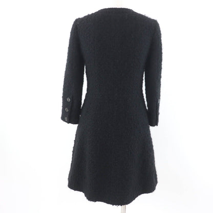 Chanel Wool CC Logo Buttoned Tweed Coat Black 34 — view 3