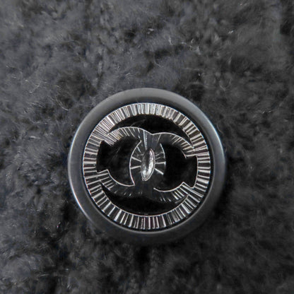 Chanel Wool CC Logo Buttoned Tweed Coat Black 34 — view 6