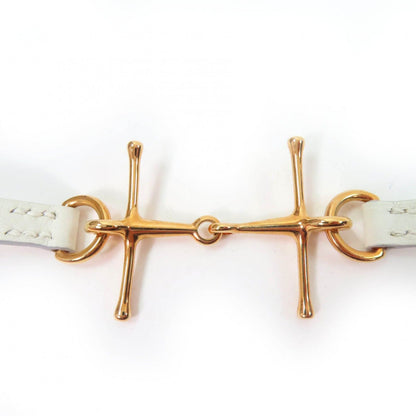 Hermes Mall Bracelet Pink Gold Leather White T2 — view 4