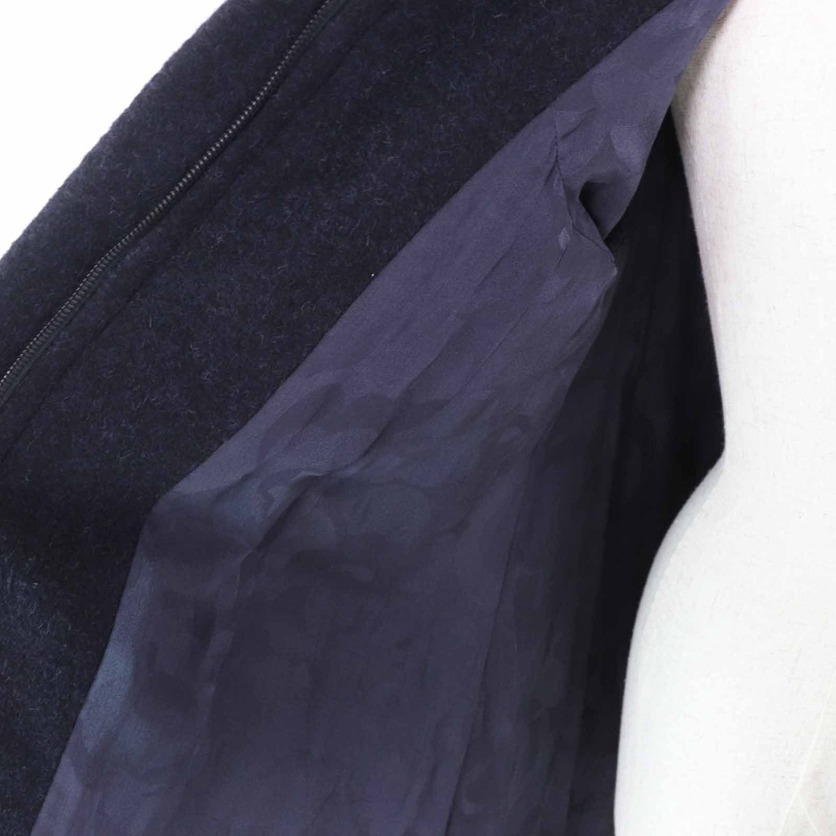 Chanel Alpaca CC Logo Buttoned Long Coat Dark Navy 38 — view 5