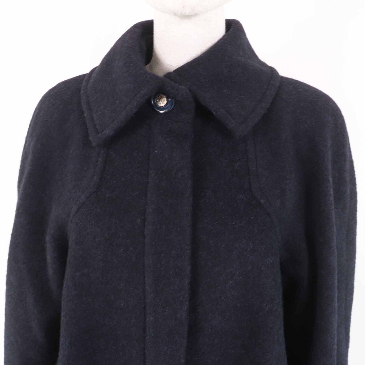 Chanel Alpaca CC Logo Buttoned Long Coat Dark Navy 38 — view 2