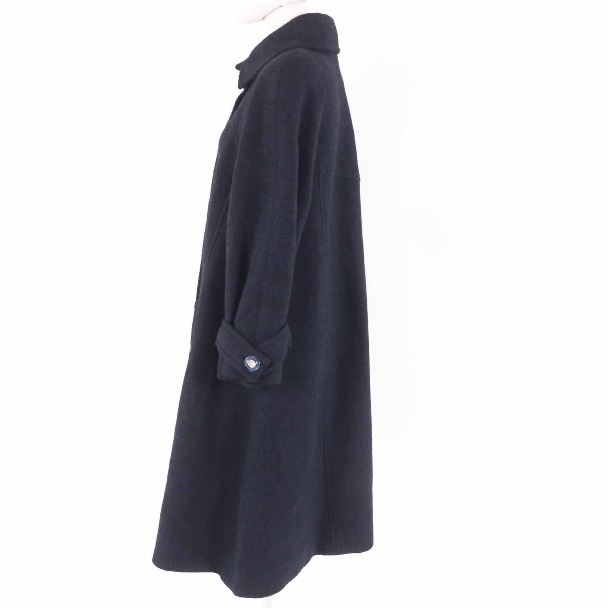 Chanel Alpaca CC Logo Buttoned Long Coat Dark Navy 38 — view 3