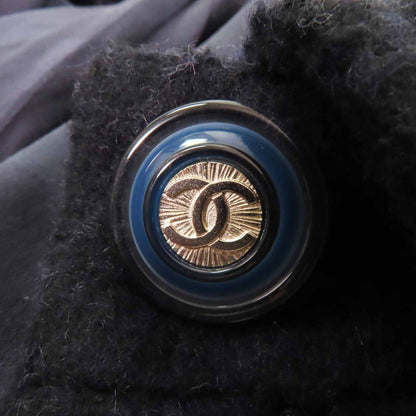 Chanel Alpaca CC Logo Buttoned Long Coat Dark Navy 38 — view 6
