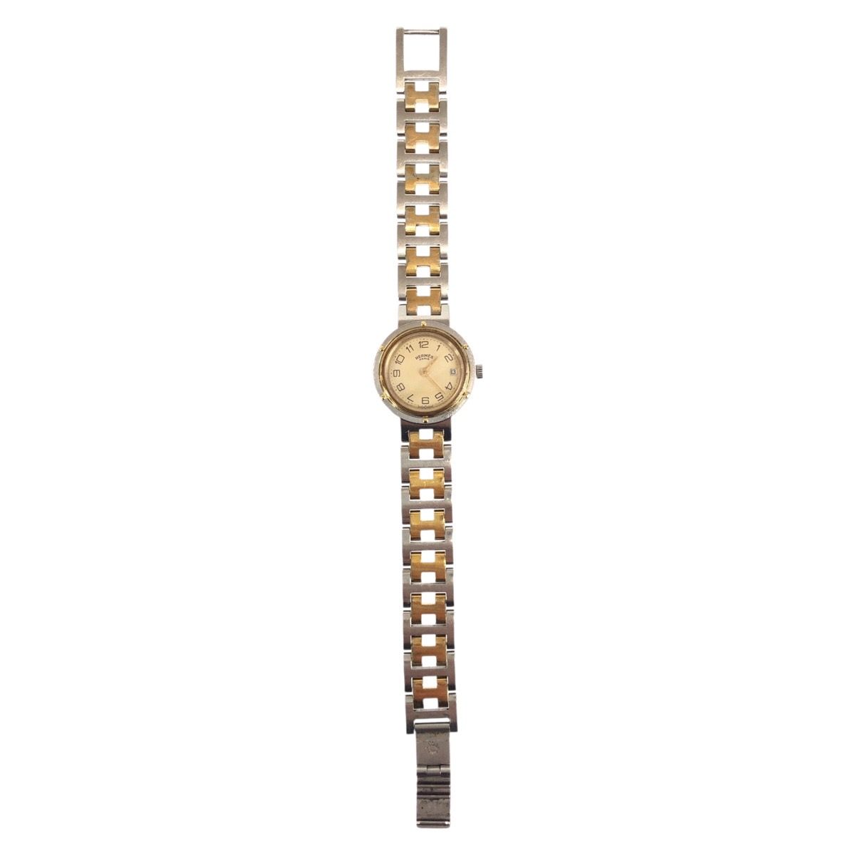 Hermes Clipper Gold Silver Stainless Steel Watch — view 3