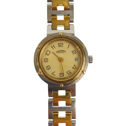Hermes Clipper Gold Silver Stainless Steel Watch