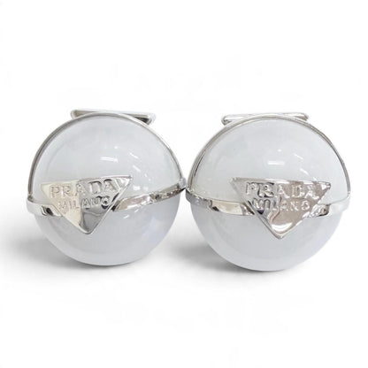 Prada Logo Crystal Ball Earrings