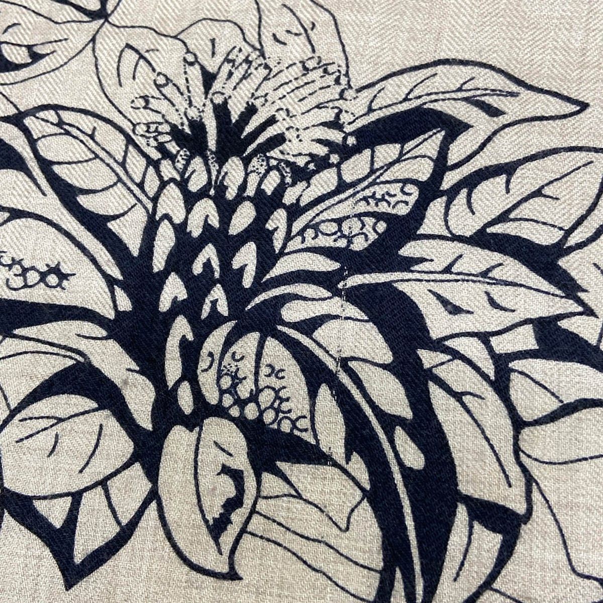 Hermes Shawl Carre 140 Beige Dark Navy Jungle Love Cashmere Silk Scarf — view 6