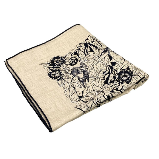 Hermes Shawl Carre 140 Beige Dark Navy Jungle Love Cashmere Silk Scarf