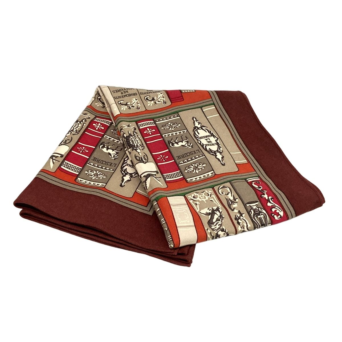 Hermes Blanket Gray Beige Bordeaux Multi Cashmere — view 2