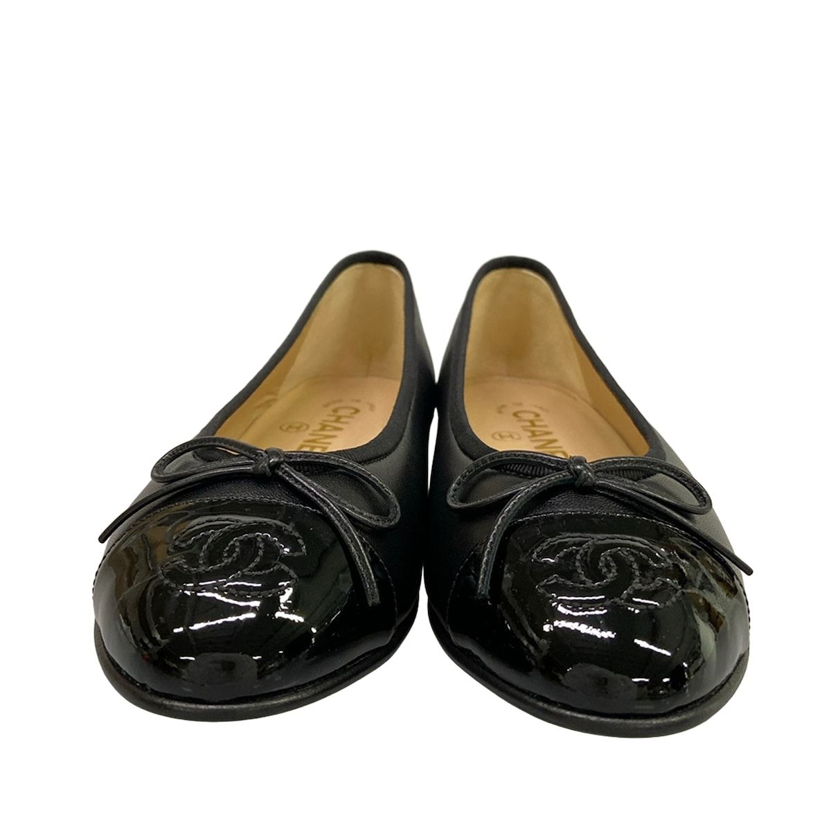 Chanel Flat Shoes Black CC Logo Ribbon Leather Lambskin — view 5