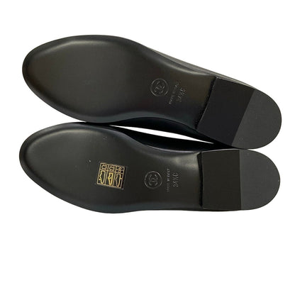 Chanel Flat Shoes Black CC Logo Ribbon Leather Lambskin — view 8