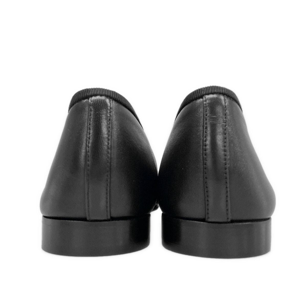 Chanel Flat Shoes Black CC Logo Ribbon Leather Lambskin — view 6