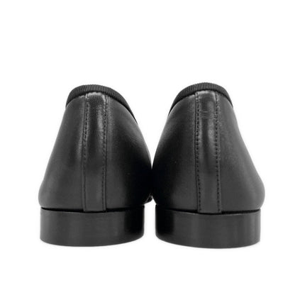 Chanel Flat Shoes Black CC Logo Ribbon Leather Lambskin — view 6