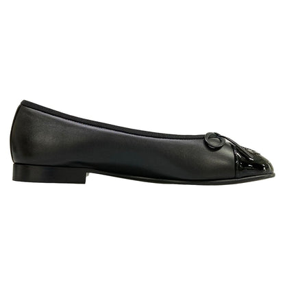 Chanel Flat Shoes Black CC Logo Ribbon Leather Lambskin — view 2