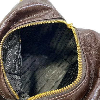 Prada Shoulder Bag Dangle Dark Brown Leather — view 7
