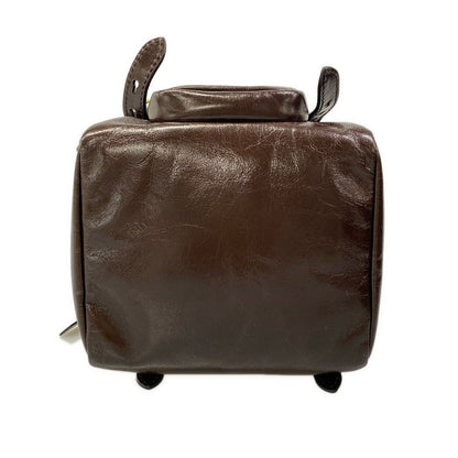 Prada Shoulder Bag Dangle Dark Brown Leather — view 5