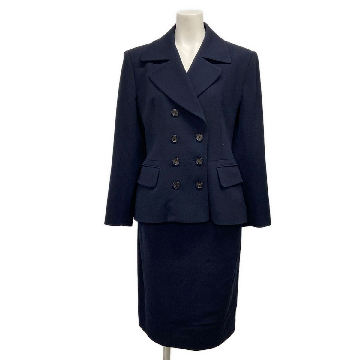 Hermes Skirt Suit Black Double Wool