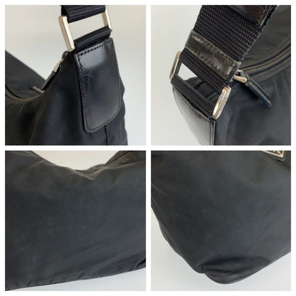 Prada Tessuto Black Silver Nylon Shoulder Bag — view 5