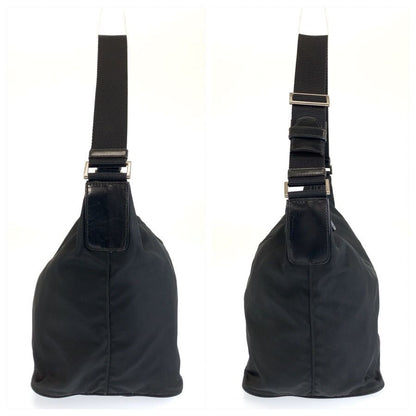 Prada Tessuto Black Silver Nylon Shoulder Bag — view 7