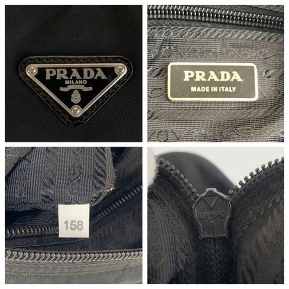 Prada Tessuto Black Silver Nylon Shoulder Bag — view 3