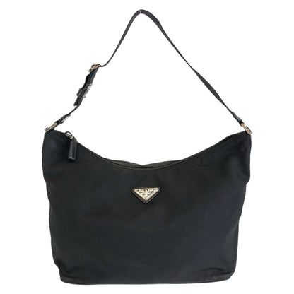 Prada Tessuto Black Silver Nylon Shoulder Bag