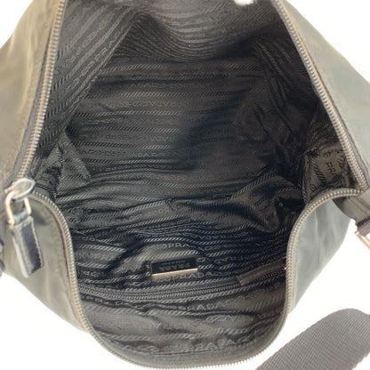 Prada Tessuto Black Silver Nylon Shoulder Bag — view 8
