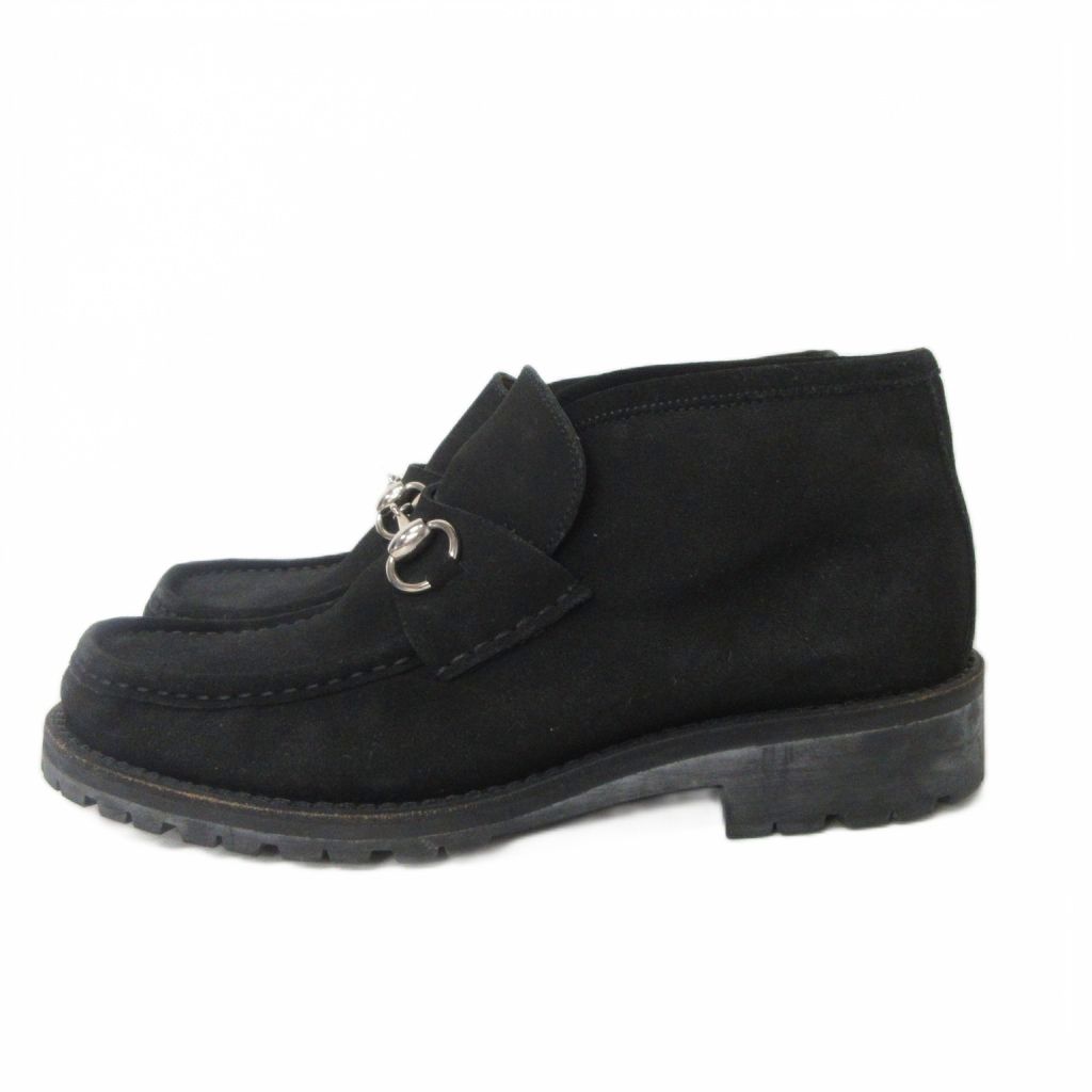 Gucci Loafers Horsebit Nubuck High Cut Black