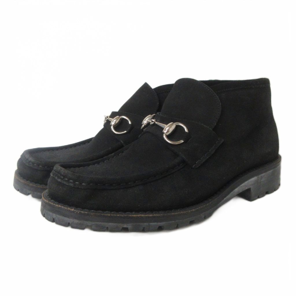 Gucci Loafers Horsebit Nubuck High Cut Black — view 2