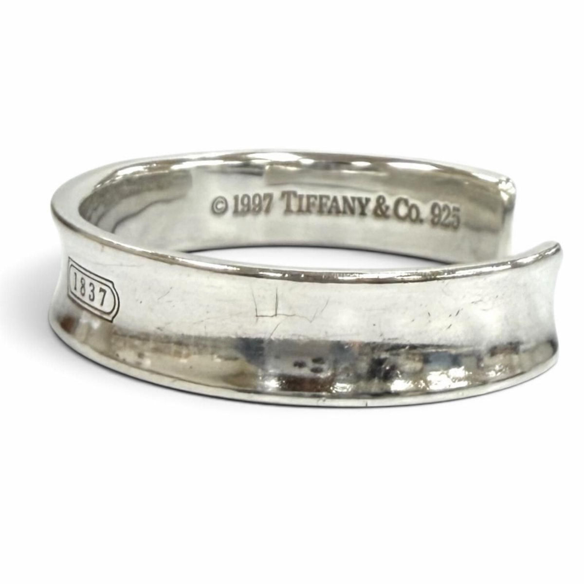 Tiffany & Co Cuff Bangle Logo Design Bracelet Silver — view 2
