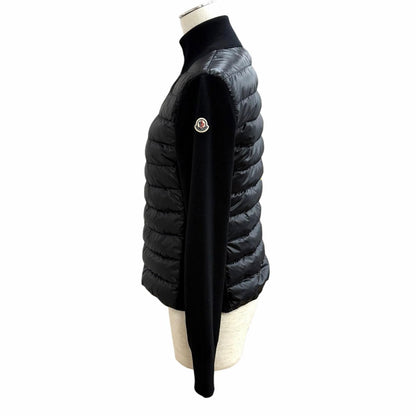 Moncler Cardigan Tricot Logo Patch Contrast Design Down Jacket Black XS — view 3
