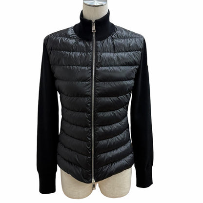 Moncler Cardigan Tricot Logo Patch Contrast Design Down Jacket Black XS