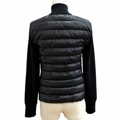 Moncler Cardigan Tricot Logo Patch Contrast Design Down Jacket Black XS — view 4