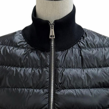 Moncler Cardigan Tricot Logo Patch Contrast Design Down Jacket Black XS — view 2
