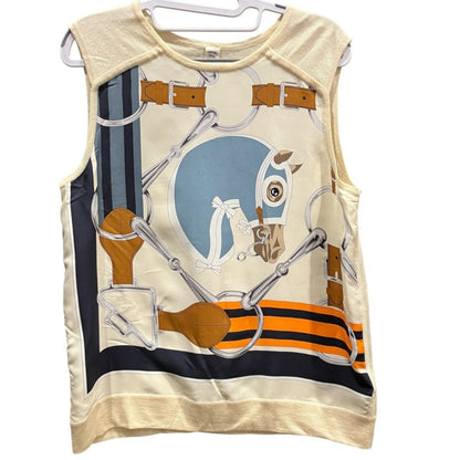 Hermes Knit Scarf Sleeveless Top Silk Cashmere Sweater