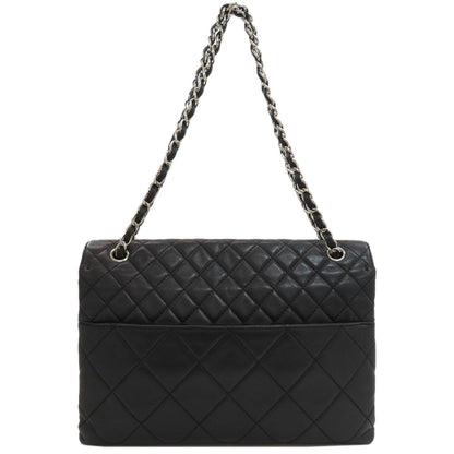 Chanel Quilted CC Logo Silver Shoulder Bag Calfskin — view 2