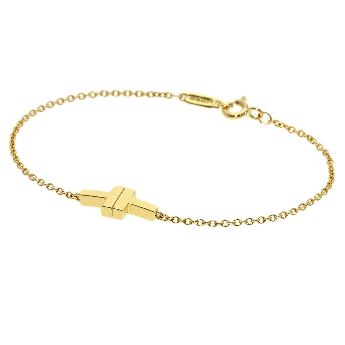 Tiffany & Co T Two Single Chain Bracelet 18K Yellow Gold
