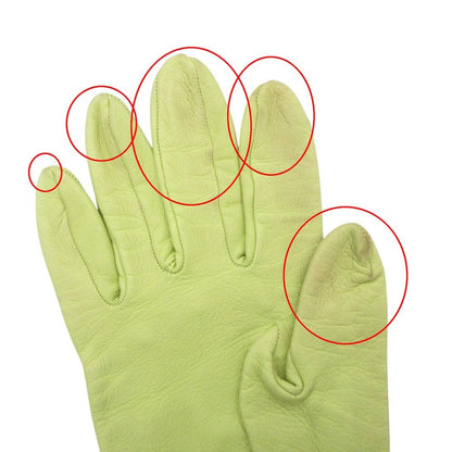 Hermes Gloves Lambskin Cutwork H Logo Perforated Light Green — view 8