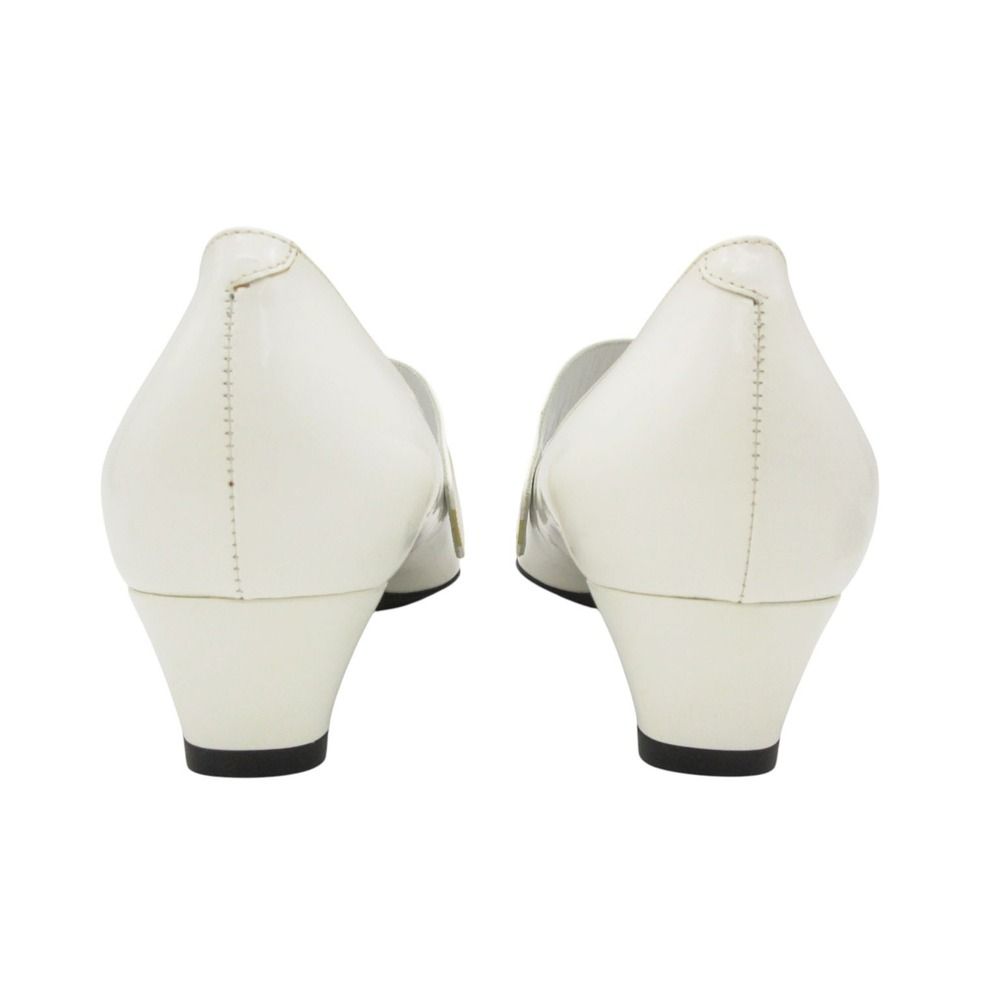 Louis Vuitton Pumps Bicolor Color Block Low Heels Instep Belt Pointed Toe White — view 5