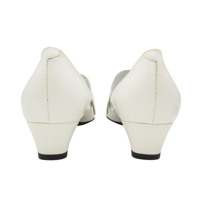 Louis Vuitton Pumps Bicolor Color Block Low Heels Instep Belt Pointed Toe White — view 5