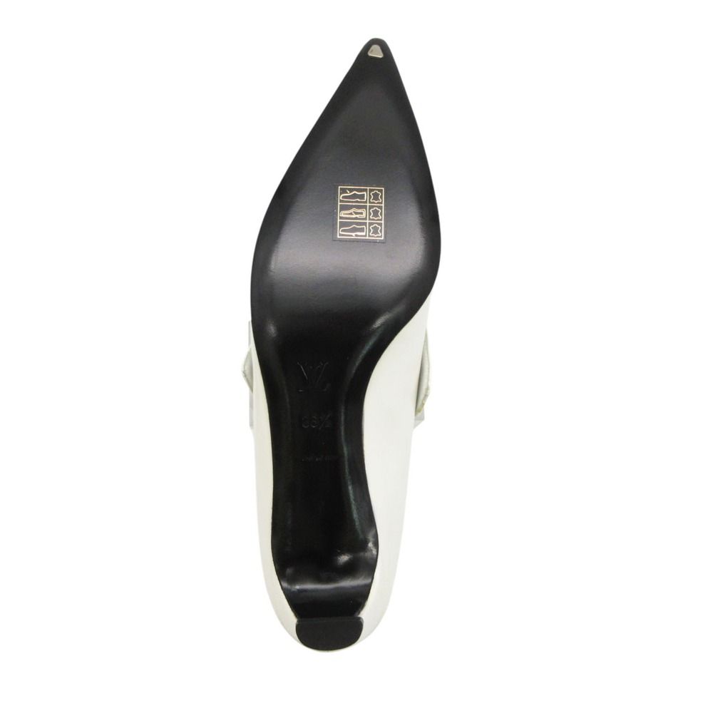Louis Vuitton Pumps Bicolor Color Block Low Heels Instep Belt Pointed Toe White — view 7