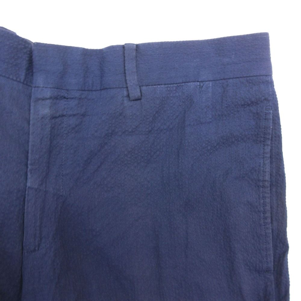 Hermes Pants Seersucker Flat-front Trousers Navy — view 3