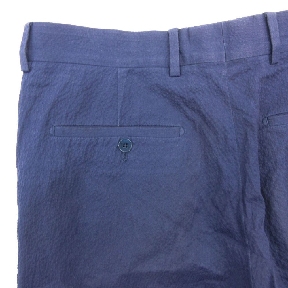 Hermes Pants Seersucker Flat-front Trousers Navy — view 4