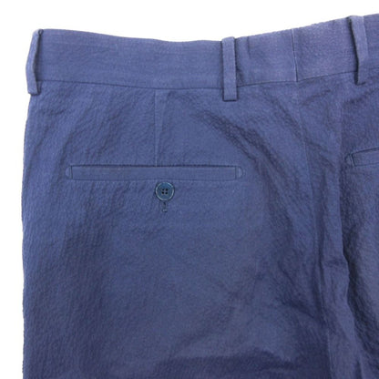 Hermes Pants Seersucker Flat-front Trousers Navy — view 4