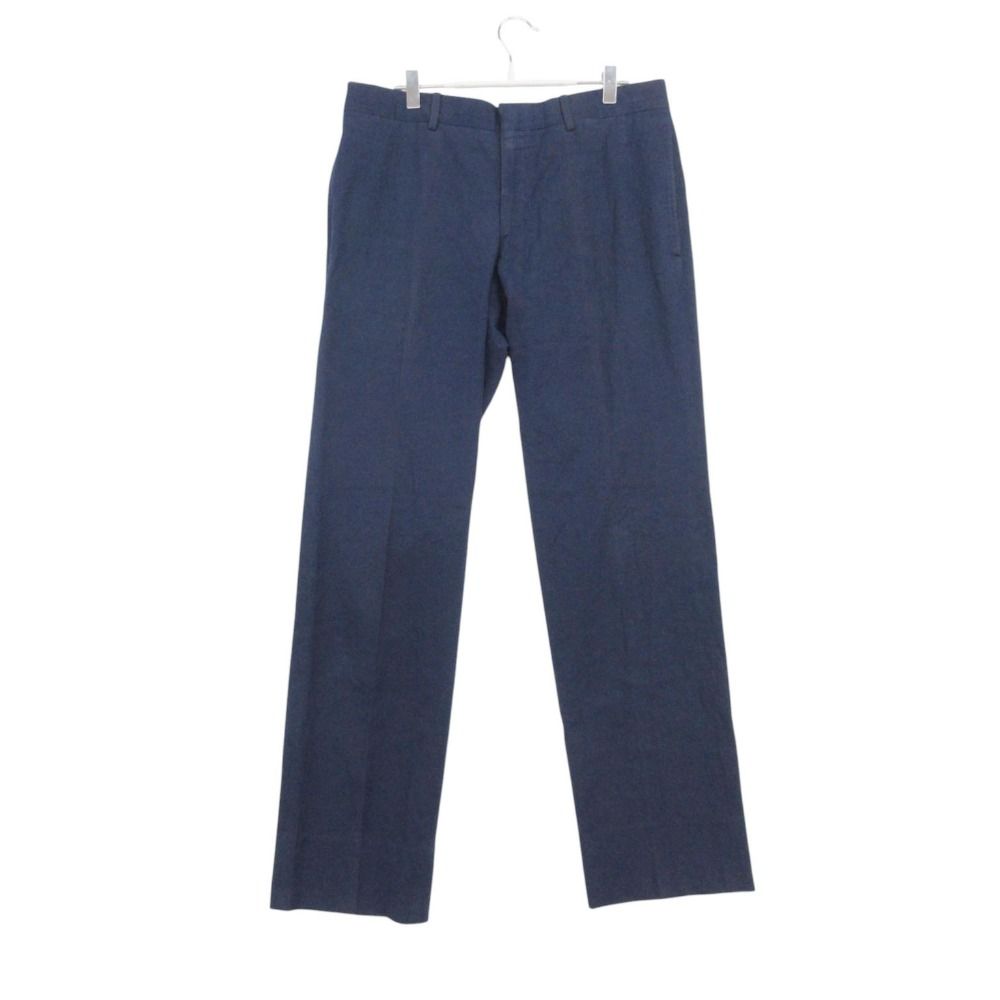 Hermes Pants Seersucker Flat-front Trousers Navy